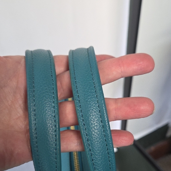 Ora Delphine Leather Teal Satchel - Picture 3 of 13